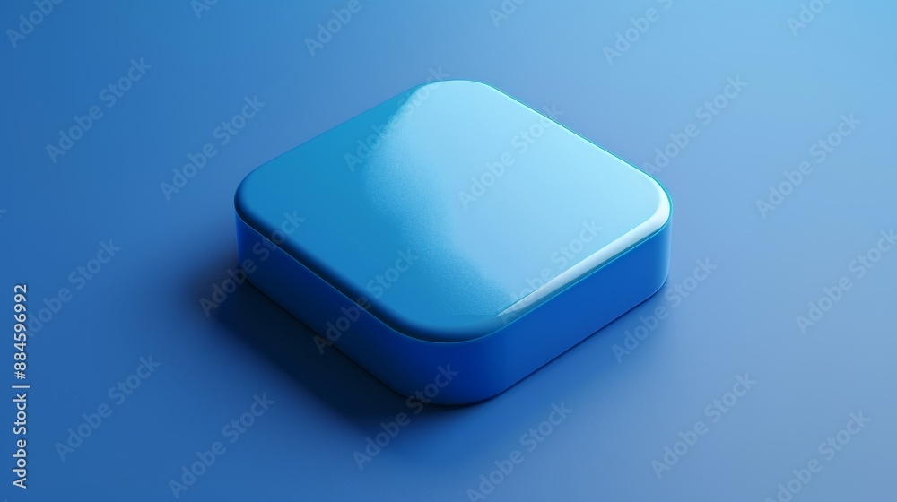 Squared blue mobile app icon with round corners, 3D style Squared blue mobile app icon with round corners, 3D style