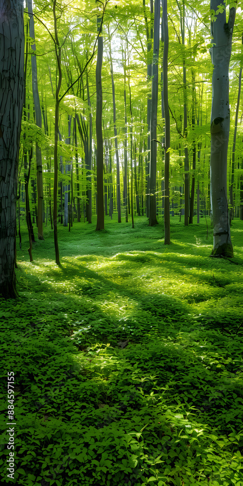 Floresta Tranquila com Foliagem Verde Vibrante Floresta Tranquila com Foliagem Verde Vibrante