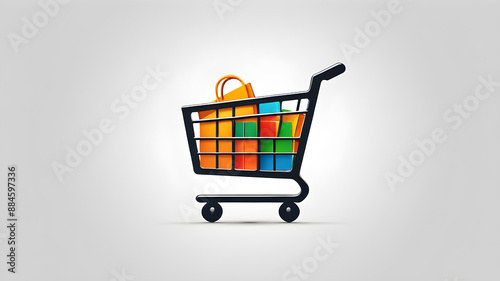 Shopping logo icon on white background. Generative AI