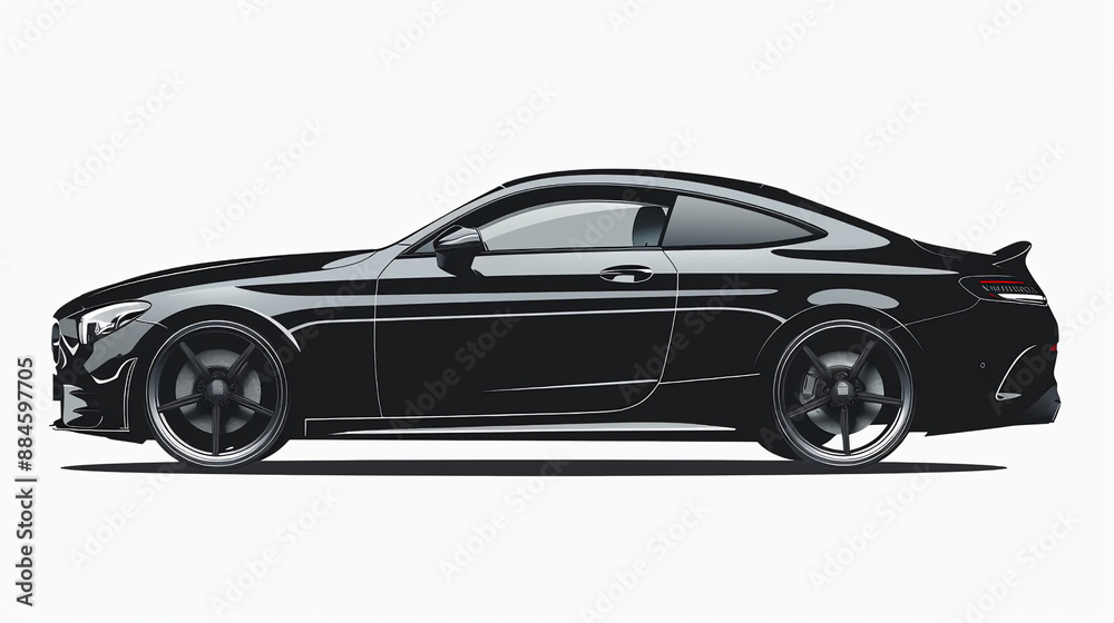Naklejka premium Black color sports car isolated on white background 