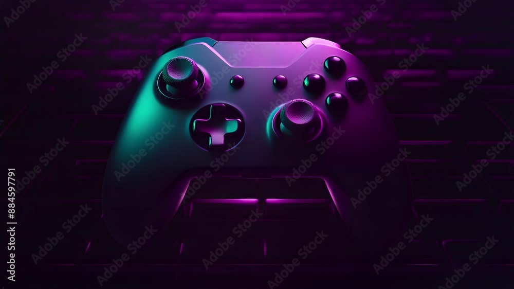 Purple themed game console with animated background