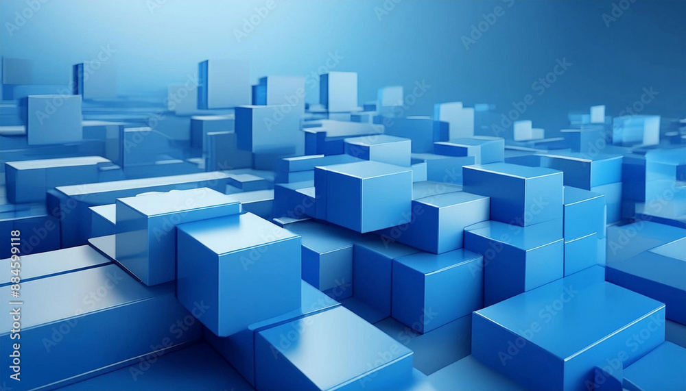 3d Abstract geometric background with blue 3d cubes with copy space 3d Abstract geometric background with blue 3d cubes with copy space