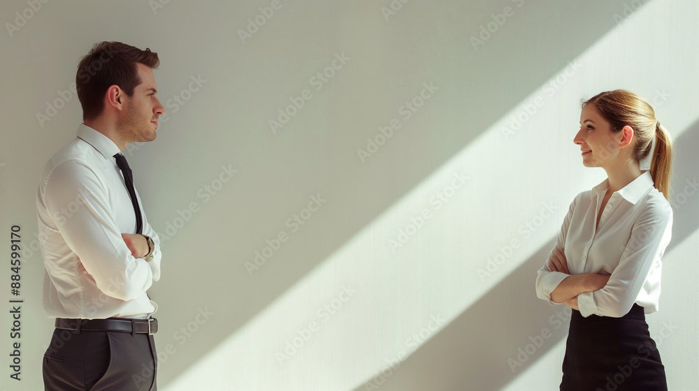 Fototapeta premium A supervisor providing constructive feedback to an agent, wise and instructive, upper third copy space