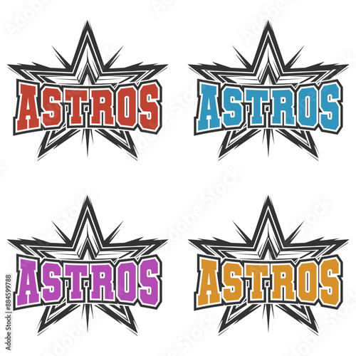 Astros Illustration Clip Art Design Shape. Mascot Silhouette Icon Vector.	
