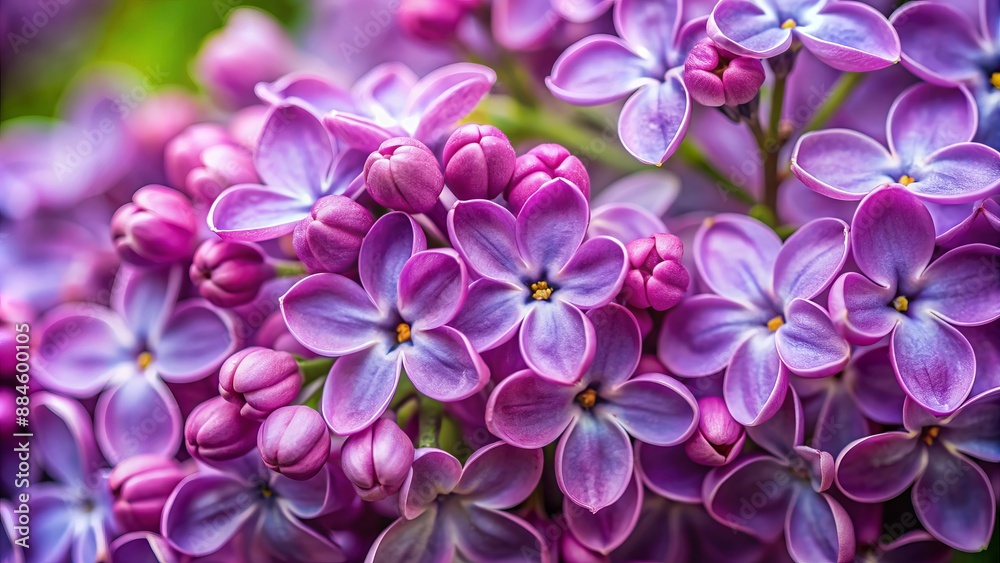 A cluster of lilacs in close-up. A cluster of lilacs in close-up.