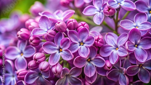 A cluster of lilacs in close-up.