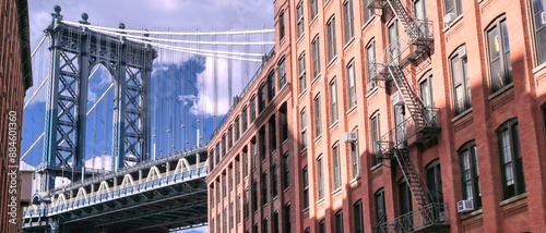 Obraz na płótnie The Manhattan Bridge from Dumbo, Brooklyin, New York w salonie