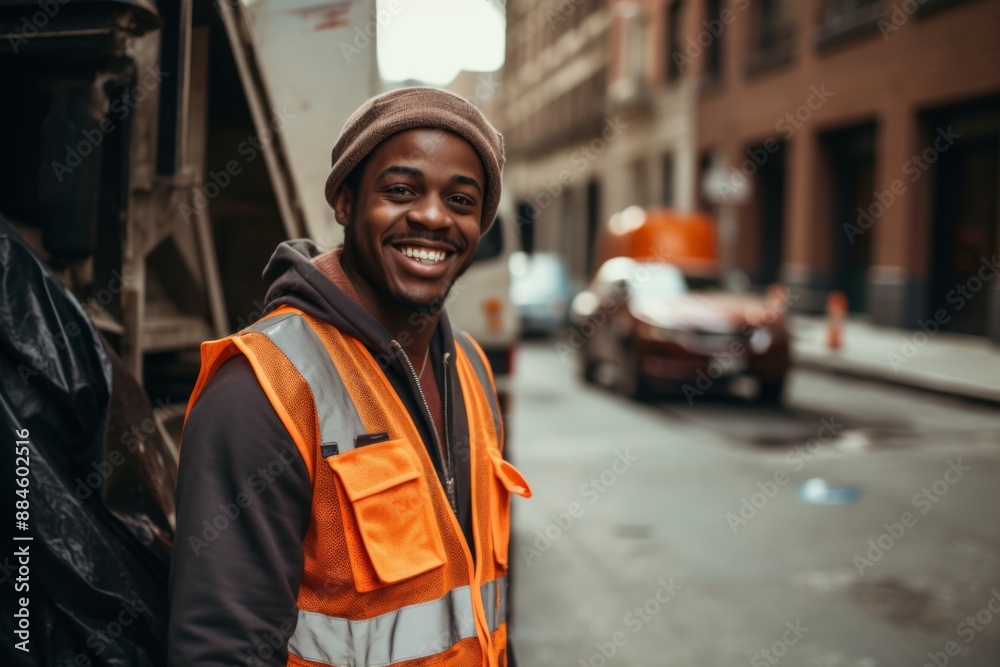 Smiling portrait of a male construction worker Smiling portrait of a male construction worker