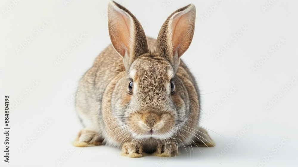 Obraz premium Cute rabbit with a playful look, gazing at the camera with curiosity, isolated on white
