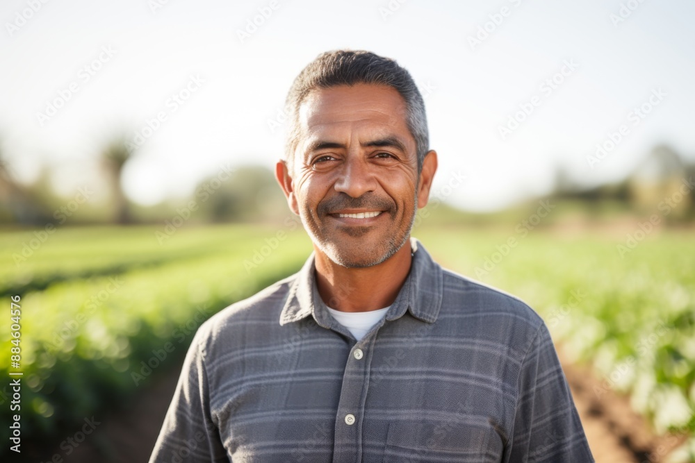 Portrait of a middle aged Hispanic male farmer on field Portrait of a middle aged Hispanic male farmer on field
