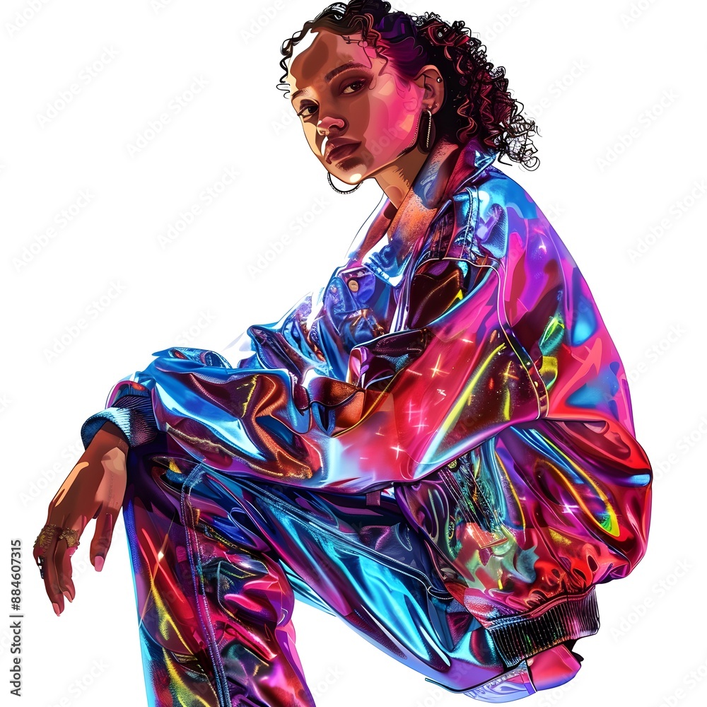 fashion model posing on the white background  Ai generate 
