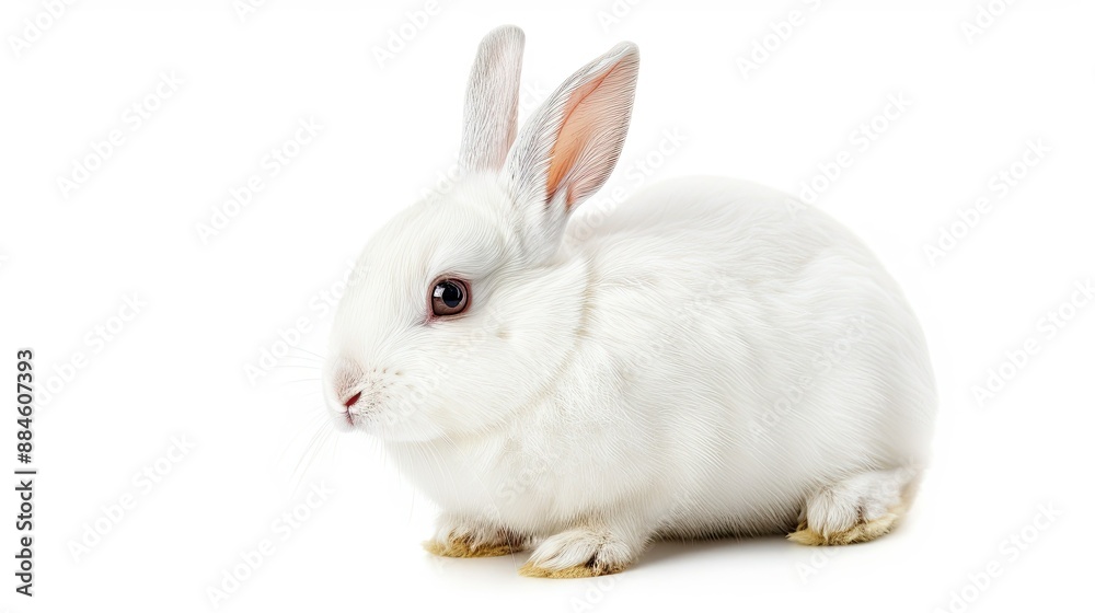 White rabbit with a curious gaze, looking straight at the camera, isolated on white White rabbit with a curious gaze, looking straight at the camera, isolated on white