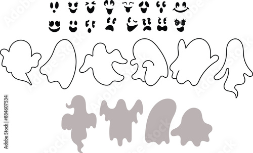 Ghost halloween face custom, spooky, vector photo