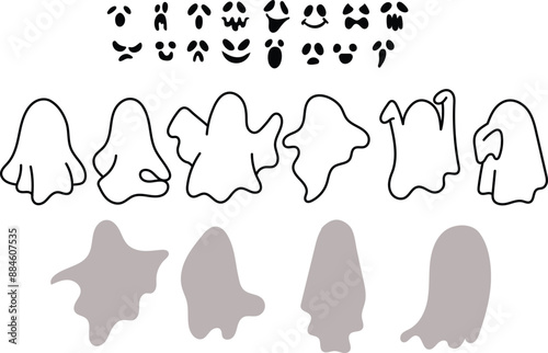 Ghost halloween face custom, spooky, vector
