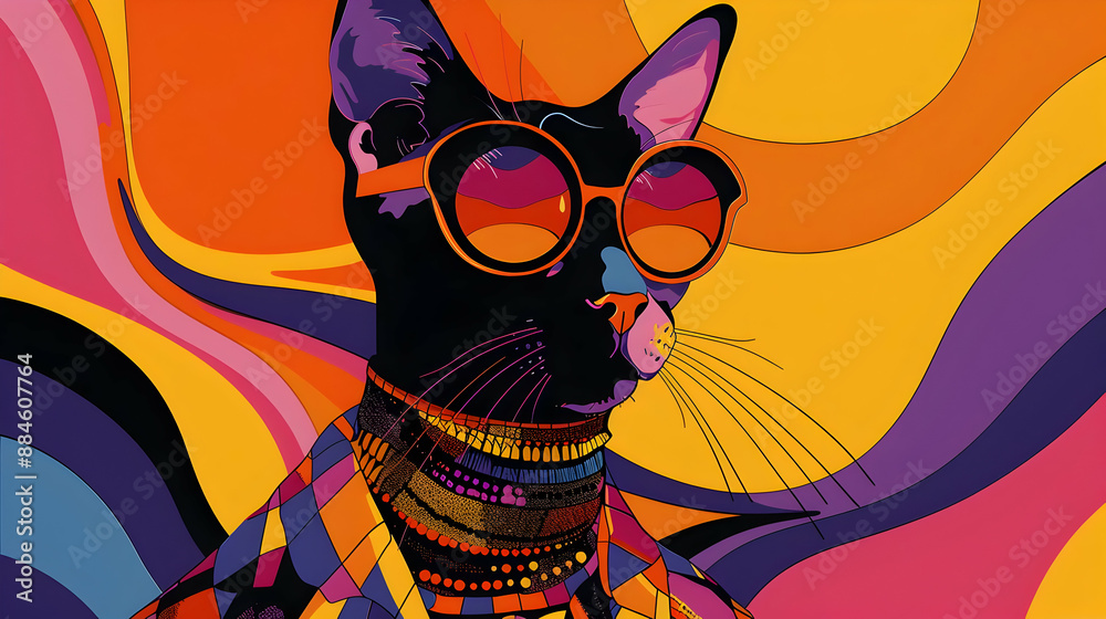 Cool Cat in Retro Style Cool Cat in Retro Style