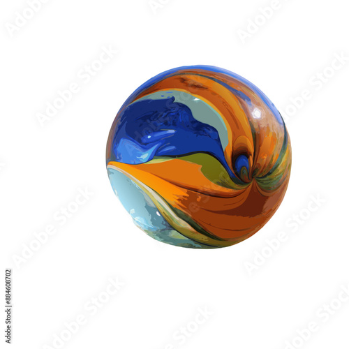 A playful and vibrant stack of a vibrantly colored glass marble, creating a delightful toy collection, vector graphic with a transparent background.