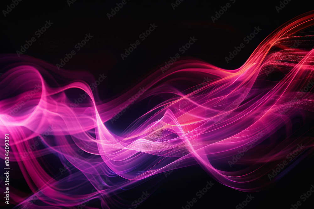 Smooth pink light waves on a dark background creating a sense of movement and energy Smooth pink light waves on a dark background creating a sense of movement and energy