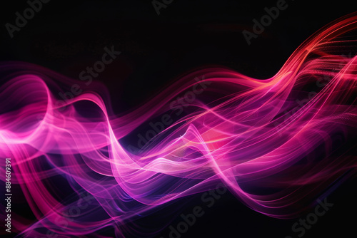 Smooth pink light waves on a dark background creating a sense of movement and energy
