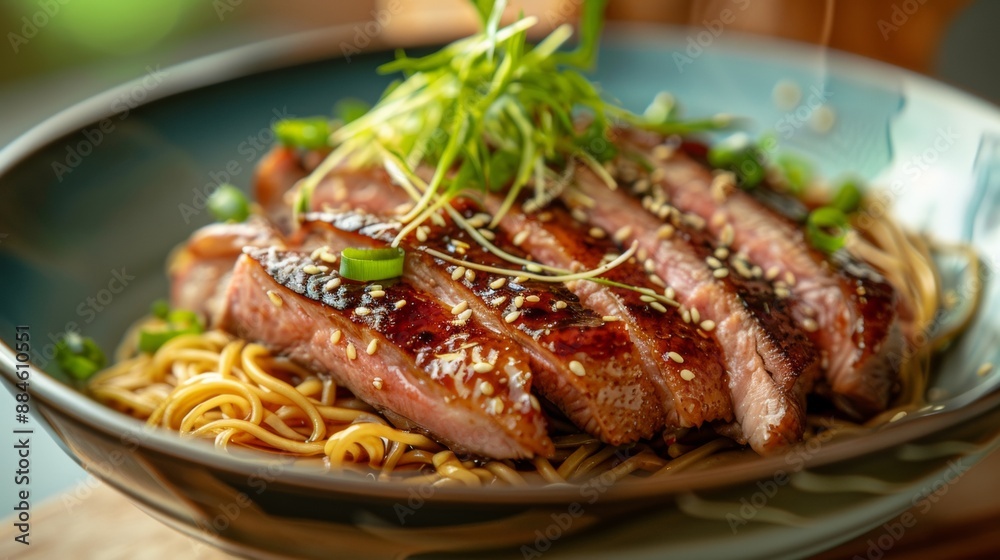 The national cuisine of Japan. Noodles with duck breast. The national cuisine of Japan. Noodles with duck breast.