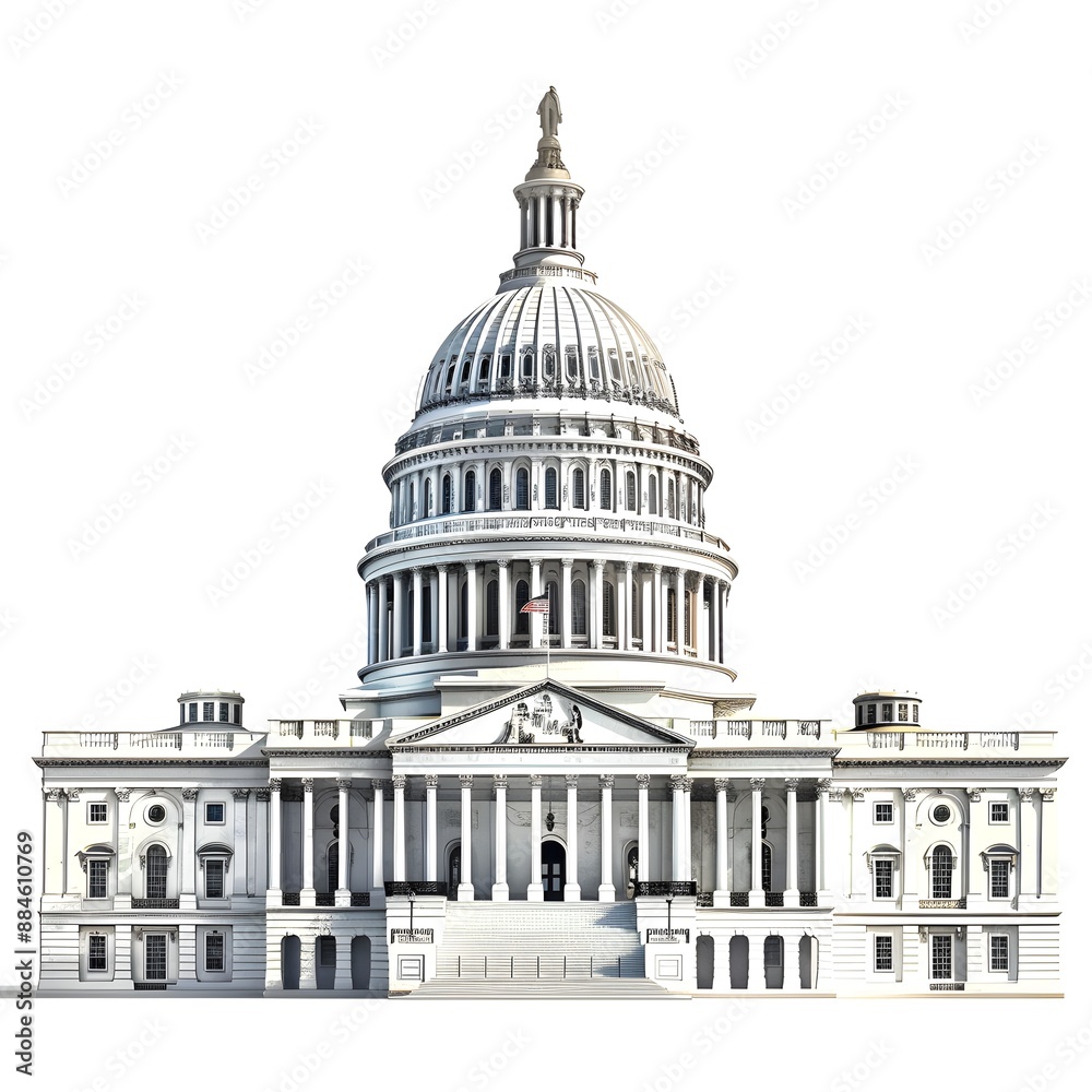Obraz premium United States Capitol Illustration on white background