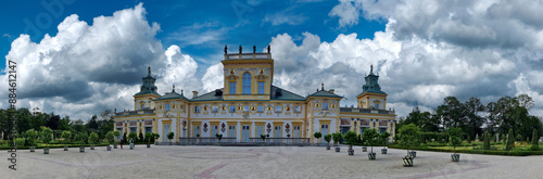  panoramic view Royal Wilanow Palace in Warsaw, Poland