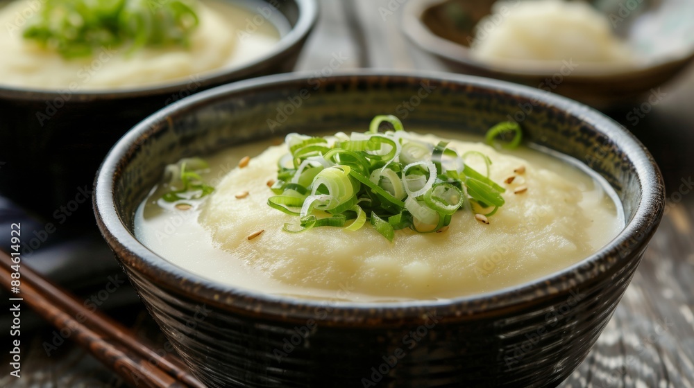 The national cuisine of Japan. Mashed potato soup in Japanese. The national cuisine of Japan. Mashed potato soup in Japanese.