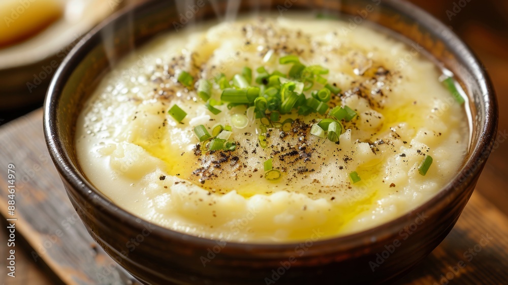 The national cuisine of Japan. Mashed potato soup in Japanese. The national cuisine of Japan. Mashed potato soup in Japanese.