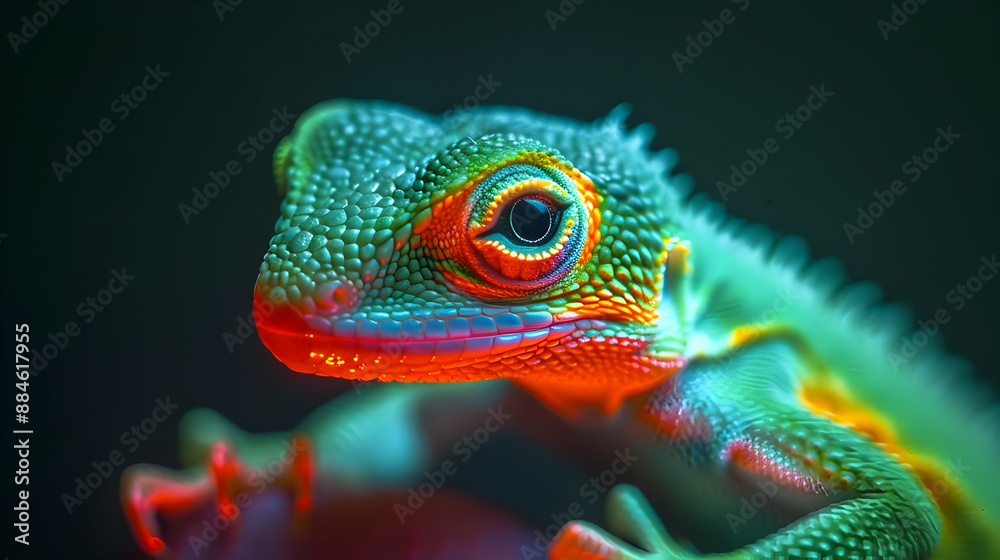 Vibrant Green Lizard Close-Up