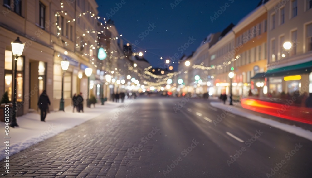 Obraz premium Festive Lights in the Winter Cityscape