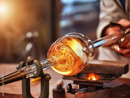 glass blowing in factory