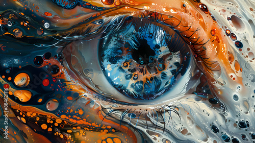 Abstract Eye with Swirling Colors