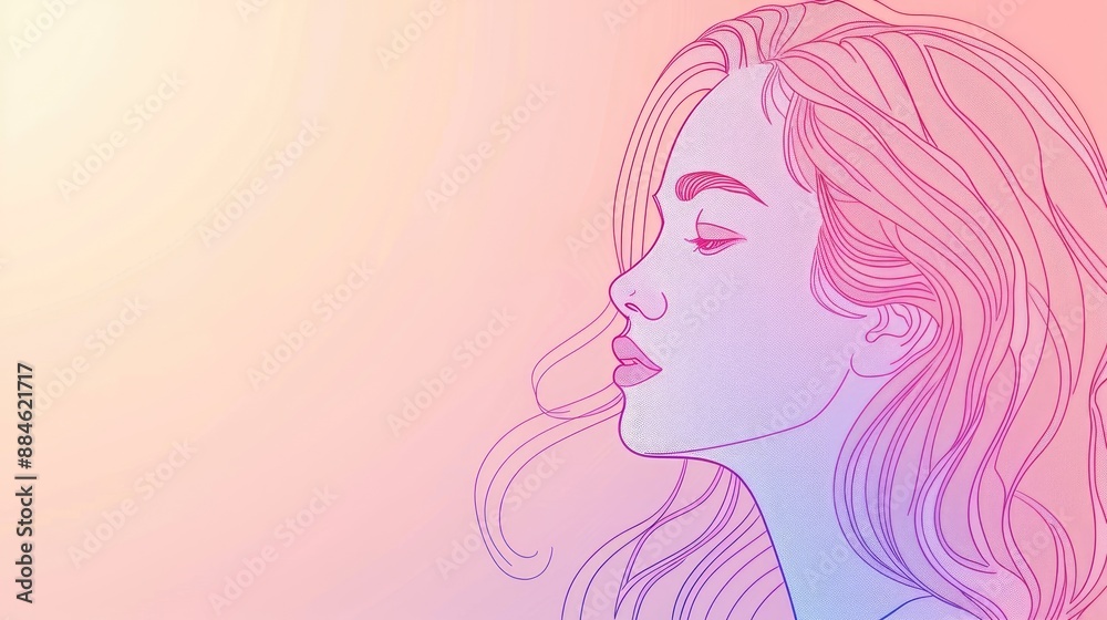 Cartoon lady depicted in a gentle gradient line art Cartoon lady depicted in a gentle gradient line art