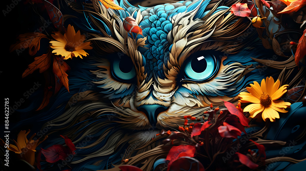 Cat in Bloom: Papercraft Art Cat in Bloom: Papercraft Art
