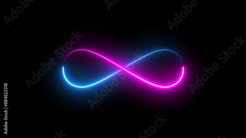 3D illustration of neon infinity sign