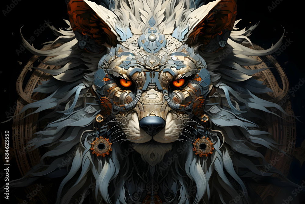 Naklejka premium Steampunk Lion