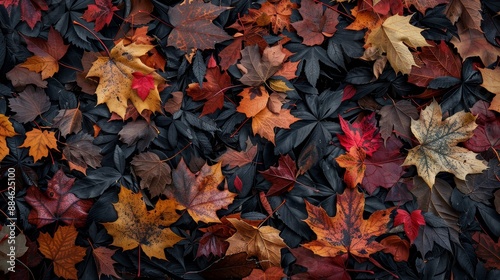 Autumn fall leaves design element wallpaper background  © Irina