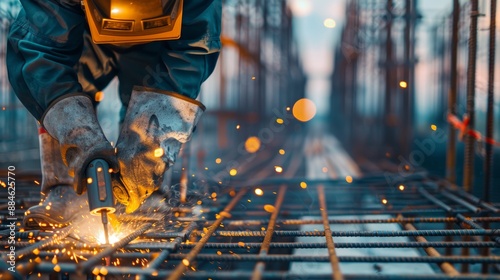 Construction worker welding