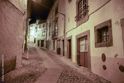 Night image of the old streets of the Alentejo town of Castelo de Vide-Portugal. photo