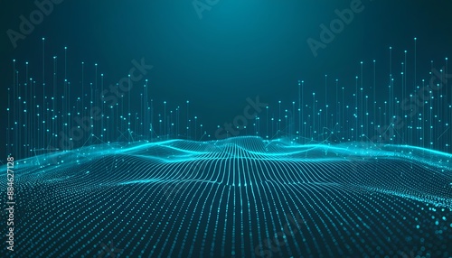 Digital Data Visualization with Rising Arrows and Network Grid. Technology concept. Generative ai image