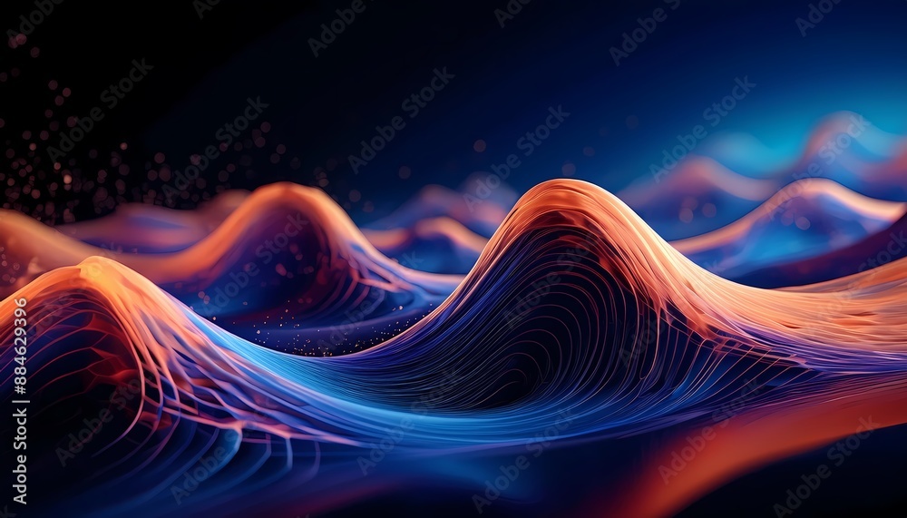 Obraz premium Big data visualisation. Abstract digital particles. Cyber network background. Technology concept with lines and doth gloving. Generative ai image