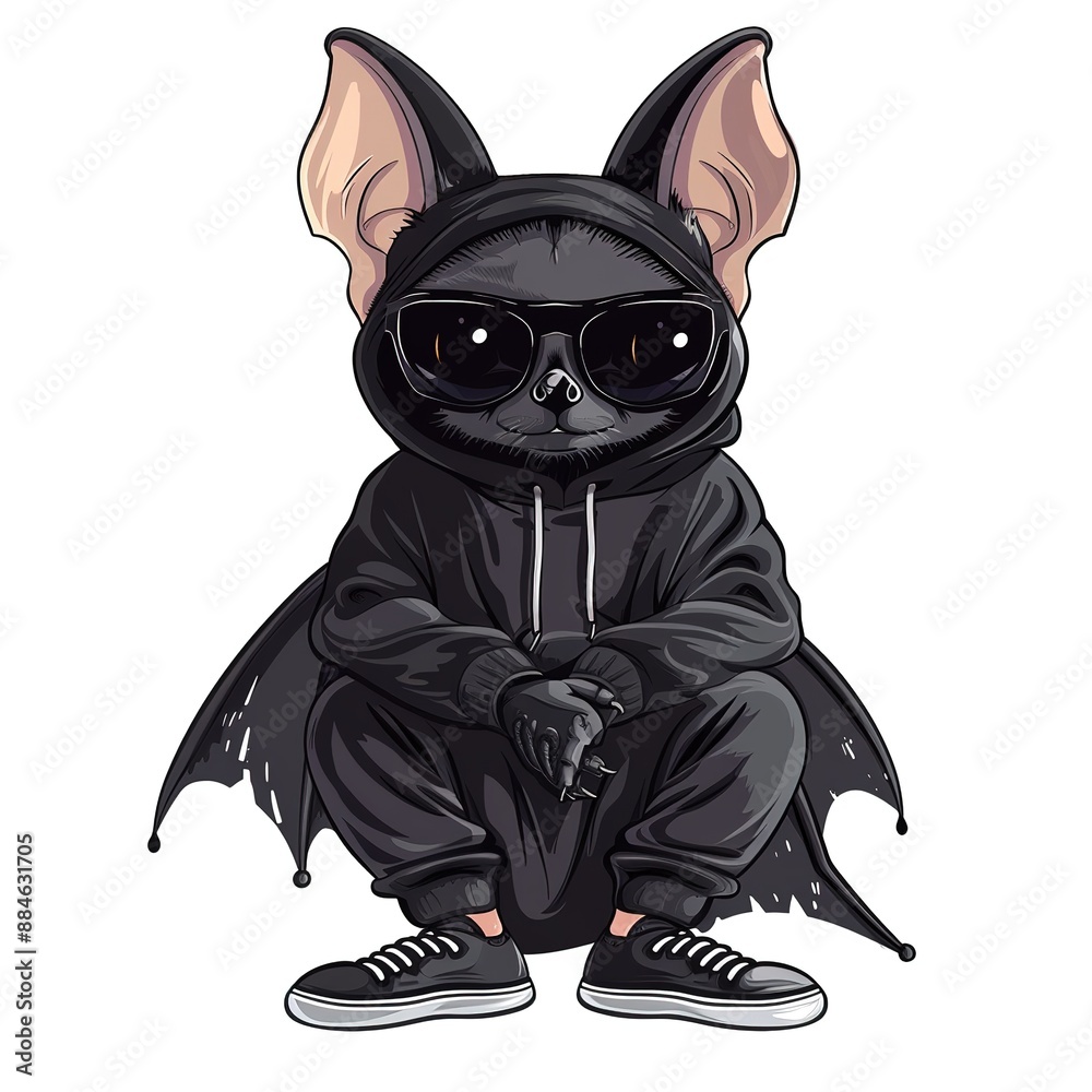 Bat Athleisure animal fashion cartoon isolated whitebackground