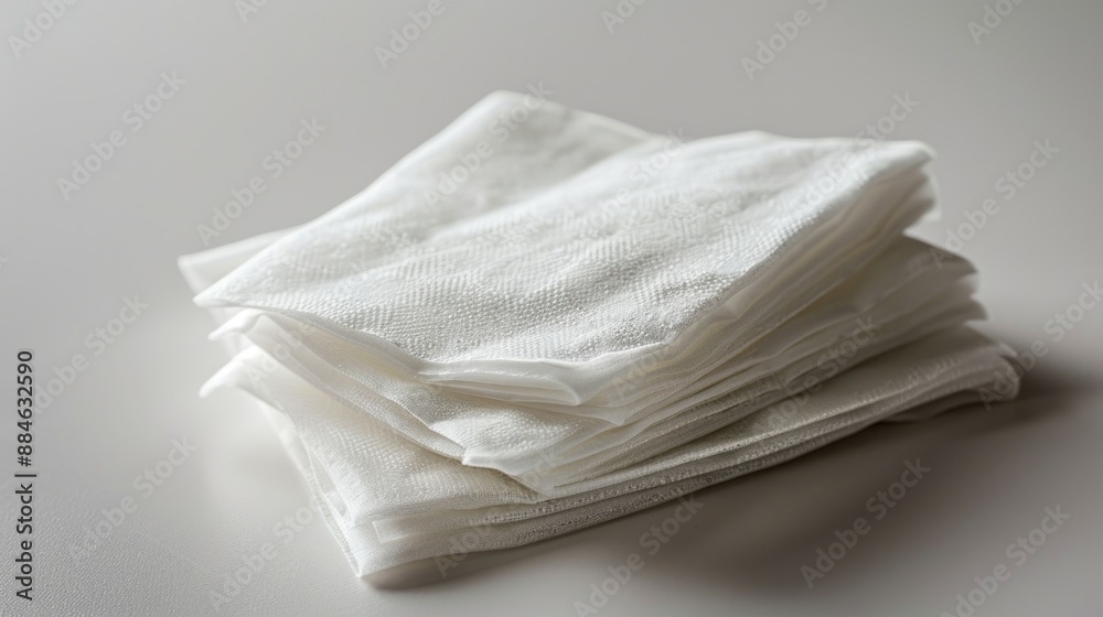 A pile of clean white towels resting on a table A pile of clean white towels resting on a table
