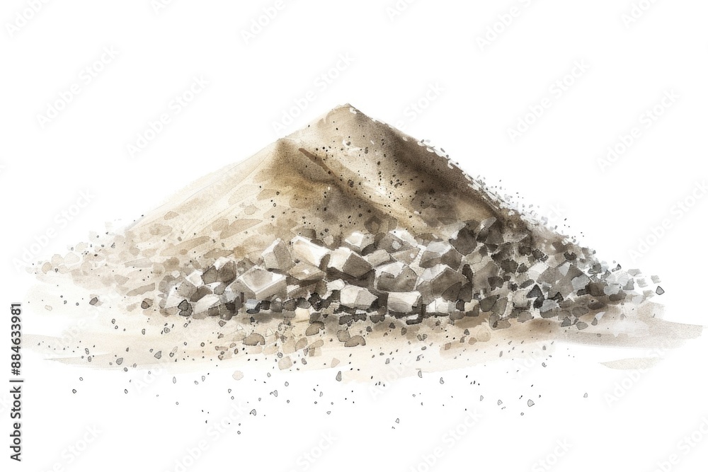 A pile of rocks and gravel on a white background A pile of rocks and gravel on a white background