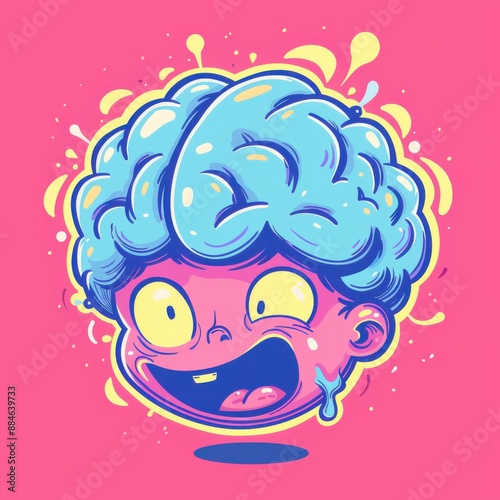 Stylized brain floating with dynamic elements