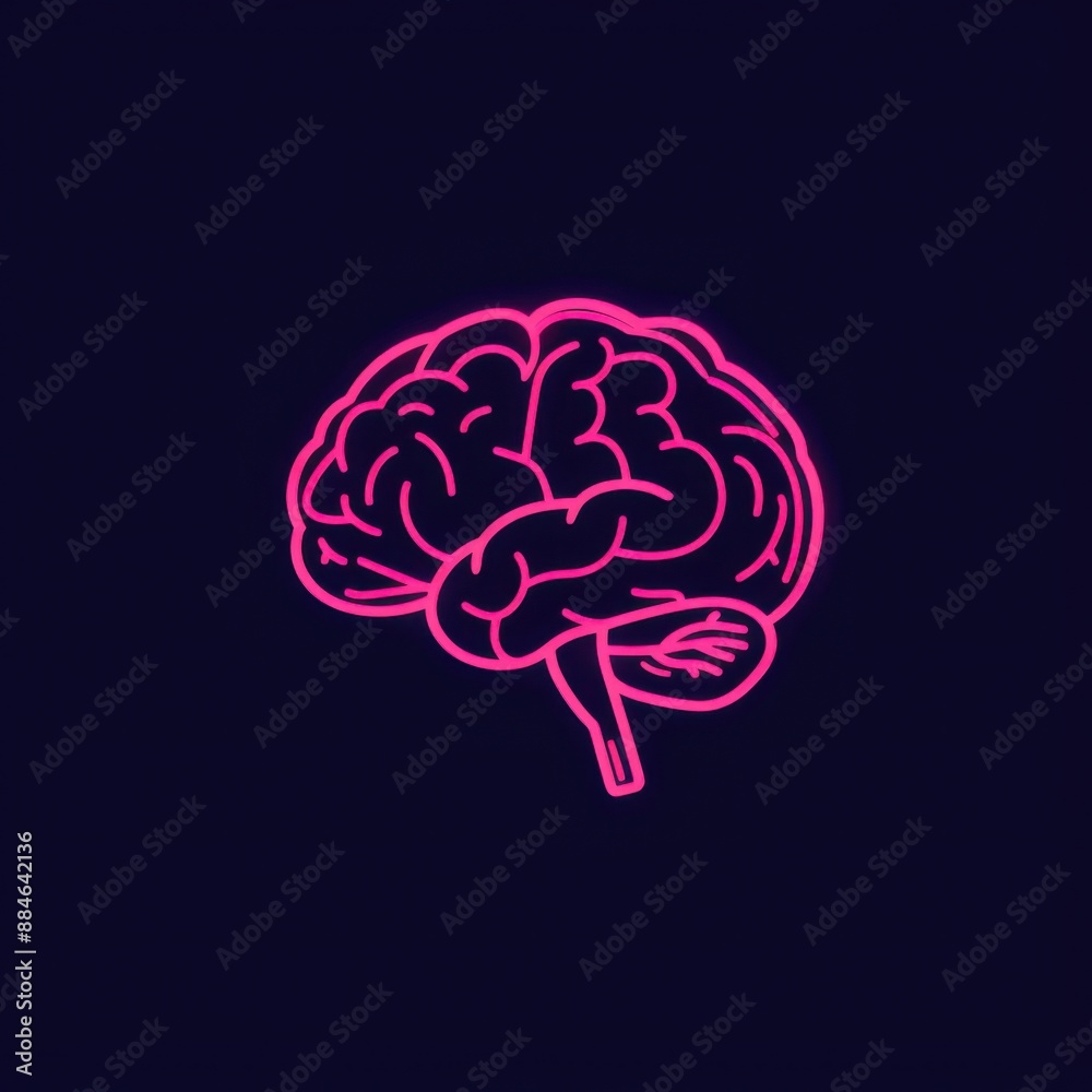 Stylized brain floating with dynamic elements Stylized brain floating with dynamic elements