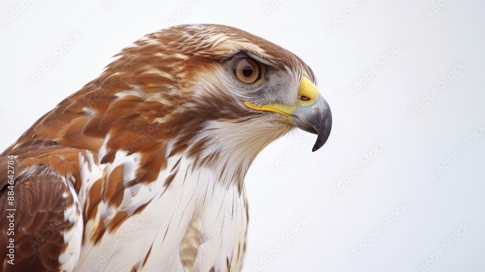 Red tailed hawk looking intensely, showing the beauty and detail of its brown and white plumage Red tailed hawk looking intensely, showing the beauty and detail of its brown and white plumage