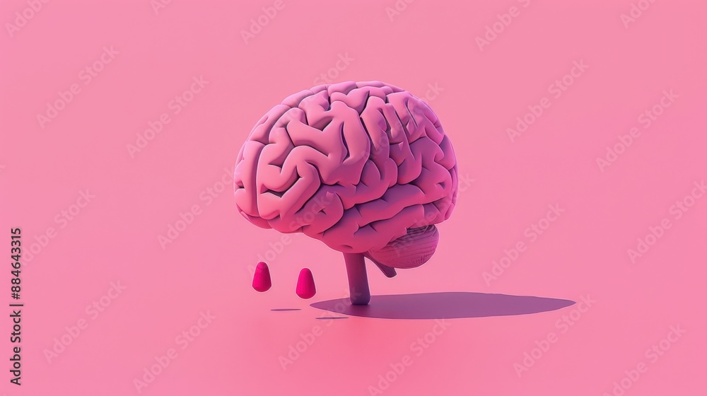 Stylized brain floating with dynamic elements Stylized brain floating with dynamic elements