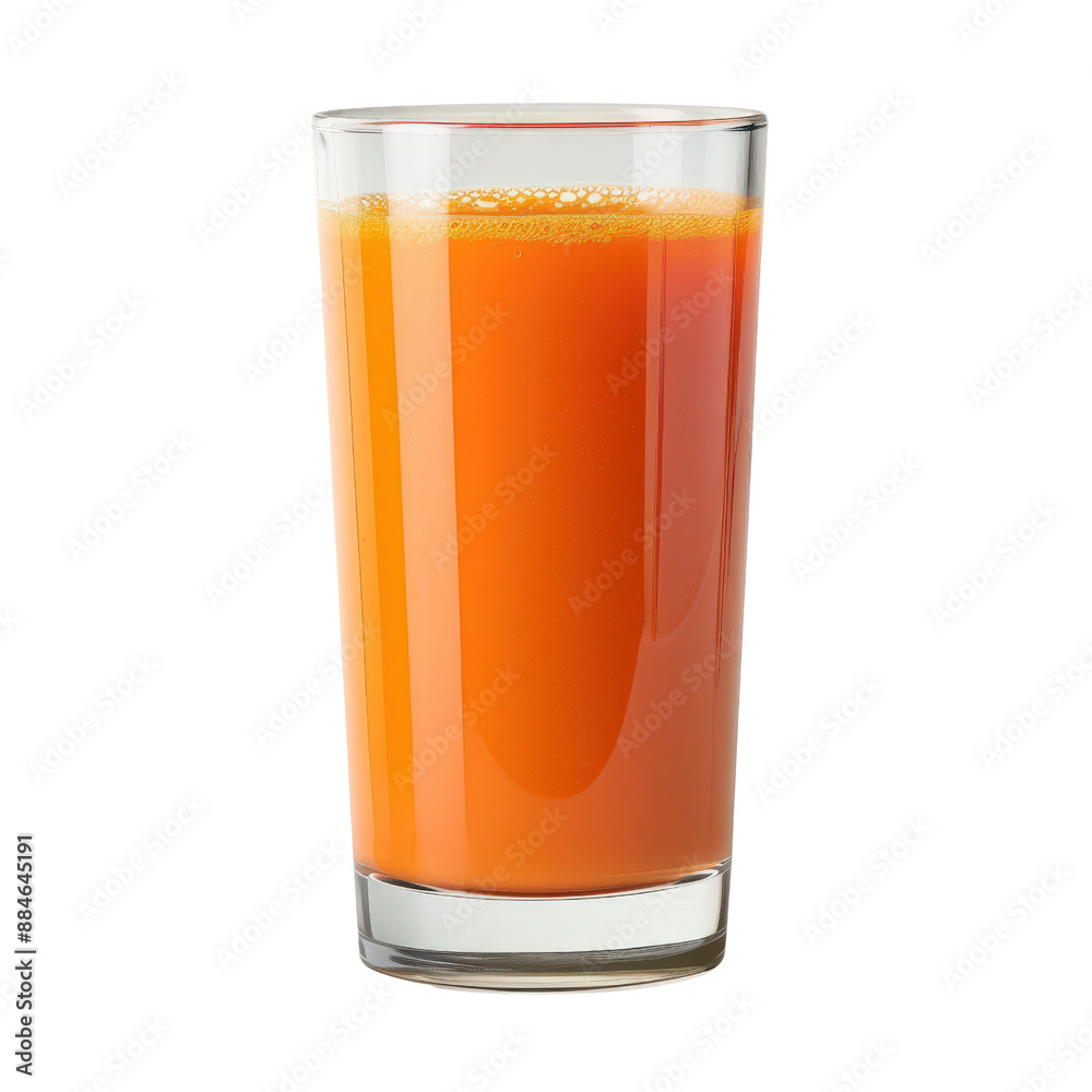A glass of freshly squeezed orange juice. The glass is full of bright orange juice and has a few bubbles on top. A glass of freshly squeezed orange juice. The glass is full of bright orange juice and has a few bubbles on top.
