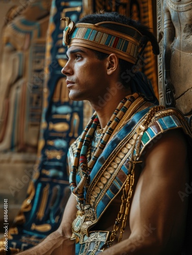 Timeless royalty: egyptian pharaoh portrait, depicting the commanding presence of a pharaoh, detailed artistry reflecting their power, wisdom, rich history of egyptian civilization, leadership