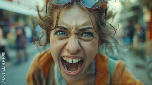 Photorealistic caricature of crazy 
